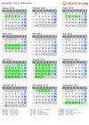 Kalender 2011 mit Ferien und Feiertagen Wallonien