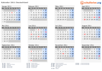Kalender 2011 mit Ferien und Feiertagen Deutschland