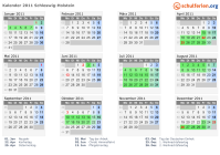 Kalender 2011 mit Ferien und Feiertagen Schleswig-Holstein
