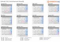 Kalender 2011 mit Ferien und Feiertagen Dominikanische Republik
