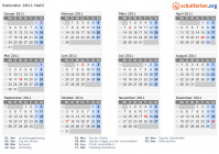Kalender 2011 mit Ferien und Feiertagen Haiti
