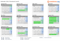 Kalender 2011 mit Ferien und Feiertagen Flevoland (nord)