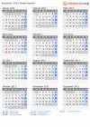 Kalender 2011 mit Ferien und Feiertagen Niederlande