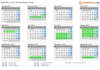 Kalender 2011 mit Ferien und Feiertagen Nordbrabant (süd)
