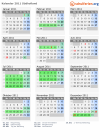 Kalender 2011 mit Ferien und Feiertagen Südholland