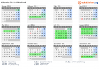 Kalender 2011 mit Ferien und Feiertagen Südholland