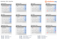 Kalender 2011 mit Ferien und Feiertagen Apulien