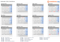 Kalender 2011 mit Ferien und Feiertagen Sardinien