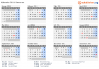 Kalender 2011 mit Ferien und Feiertagen Kamerun