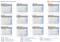 Kalender 2011 mit Ferien und Feiertagen Kasachstan