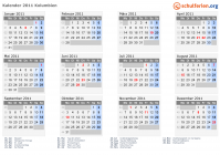 Kalender 2011 mit Ferien und Feiertagen Kolumbien
