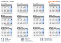 Kalender 2011 mit Ferien und Feiertagen Lesotho
