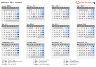 Kalender 2011 mit Ferien und Feiertagen Monaco