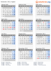 Kalender 2011 mit Ferien und Feiertagen Agder