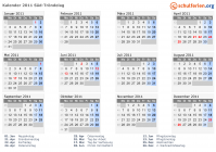 Kalender 2011 mit Ferien und Feiertagen Süd-Tröndelag