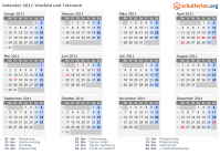 Kalender 2011 mit Ferien und Feiertagen Vestfold und Telemark