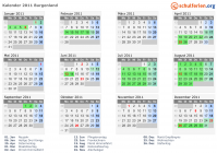 Kalender 2011 mit Ferien und Feiertagen Burgenland