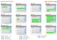 Kalender 2011 mit Ferien und Feiertagen Kärnten