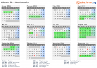 Kalender 2011 mit Ferien und Feiertagen Oberösterreich