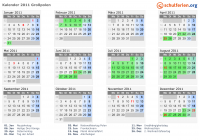 Kalender 2011 mit Ferien und Feiertagen Großpolen