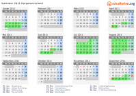 Kalender 2011 mit Ferien und Feiertagen Karpatenvorland