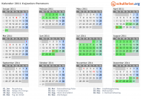 Kalender 2011 mit Ferien und Feiertagen Kujawien-Pommern