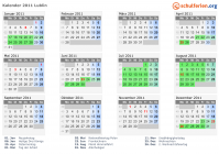 Kalender 2011 mit Ferien und Feiertagen Lublin