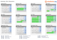 Kalender 2011 mit Ferien und Feiertagen Masowien