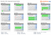 Kalender 2011 mit Ferien und Feiertagen Appenzell Ausserrhoden