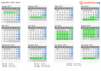 Kalender 2011 mit Ferien und Feiertagen Genf