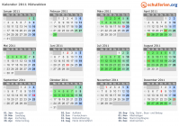 Kalender 2011 mit Ferien und Feiertagen Nidwalden