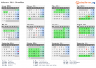 Kalender 2011 mit Ferien und Feiertagen Obwalden