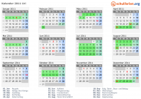 Kalender 2011 mit Ferien und Feiertagen Uri