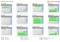 Kalender 2011 mit Ferien und Feiertagen Waadt