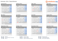 Kalender 2011 mit Ferien und Feiertagen Tadschikistan