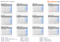 Kalender 2011 mit Ferien und Feiertagen Tansania
