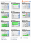 Kalender 2011 mit Ferien und Feiertagen Thüringen