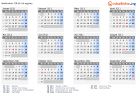 Kalender 2011 mit Ferien und Feiertagen Uruguay