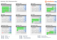 Kalender 2012 mit Ferien und Feiertagen Westaustralien