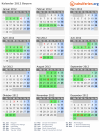 Kalender 2012 mit Ferien und Feiertagen Bayern