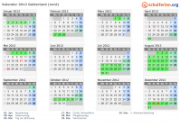 Kalender 2012 mit Ferien und Feiertagen Gelderland (nord)