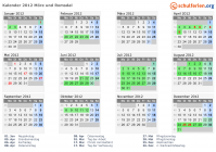 Kalender 2012 mit Ferien und Feiertagen Møre og Romsdal