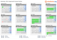 Kalender 2012 mit Ferien und Feiertagen Appenzell Ausserrhoden