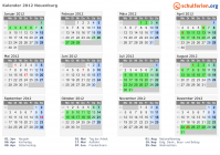 Kalender 2012 mit Ferien und Feiertagen Neuenburg