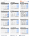 Kalender 2012 mit Ferien und Feiertagen Thailand