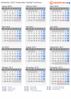 Kalender 2013 mit Ferien und Feiertagen Australisches Hauptstadtterritorium