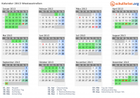 Kalender 2013 mit Ferien und Feiertagen Westaustralien