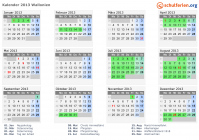 Kalender 2013 mit Ferien und Feiertagen Wallonien