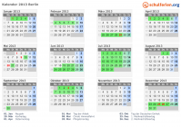 Kalender 2013 mit Ferien und Feiertagen Berlin