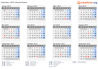 Kalender 2013 mit Ferien und Feiertagen Deutschland